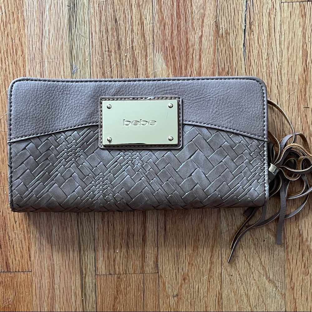 Bebe Bronze bi fold wallet wristlet